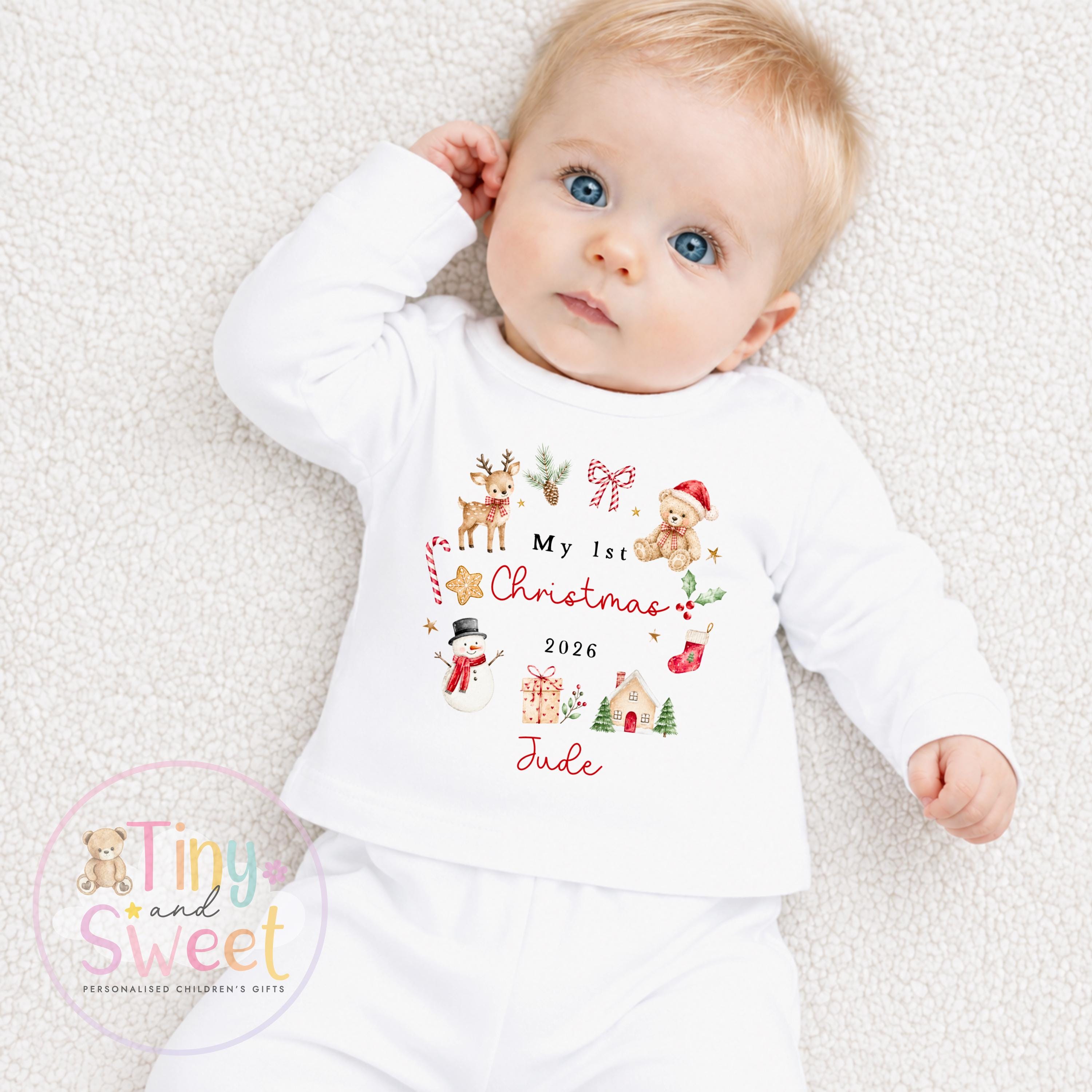 My First Christmas Sleepsuit, Personalised My First Christmas Babygrow, Baby’s 1st Christmas Outfit, Newborn Christmas Outfit, First Xmas