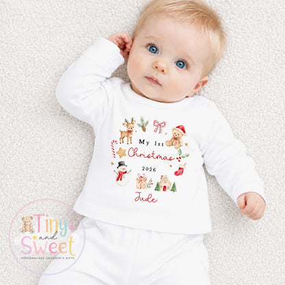 My First Christmas Sleepsuit, Personalised My First Christmas Babygrow, Baby’s 1st Christmas Outfit, Newborn Christmas Outfit, First Xmas