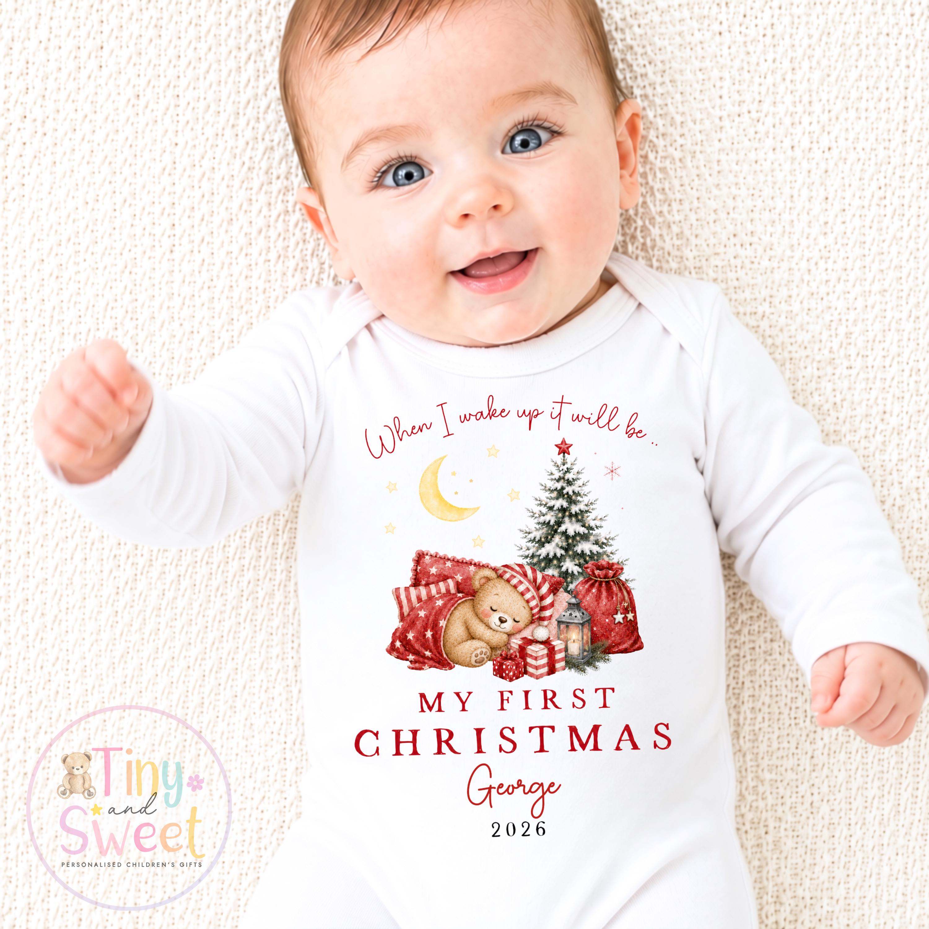 Personalised First Christmas Baby Grow , My First Christmas, Custom Name Sleepsuit, Baby’s First Christmas, Xmas Baby Outfit