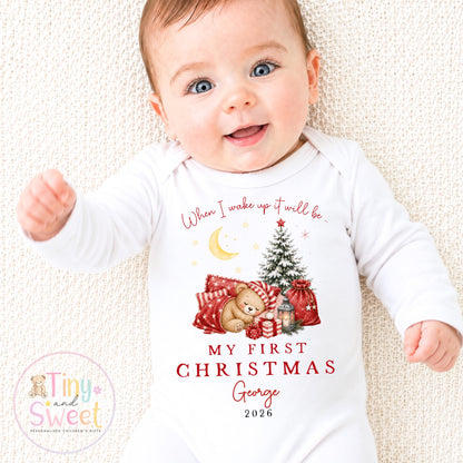 Personalised First Christmas Baby Grow , My First Christmas, Custom Name Sleepsuit, Baby’s First Christmas, Xmas Baby Outfit