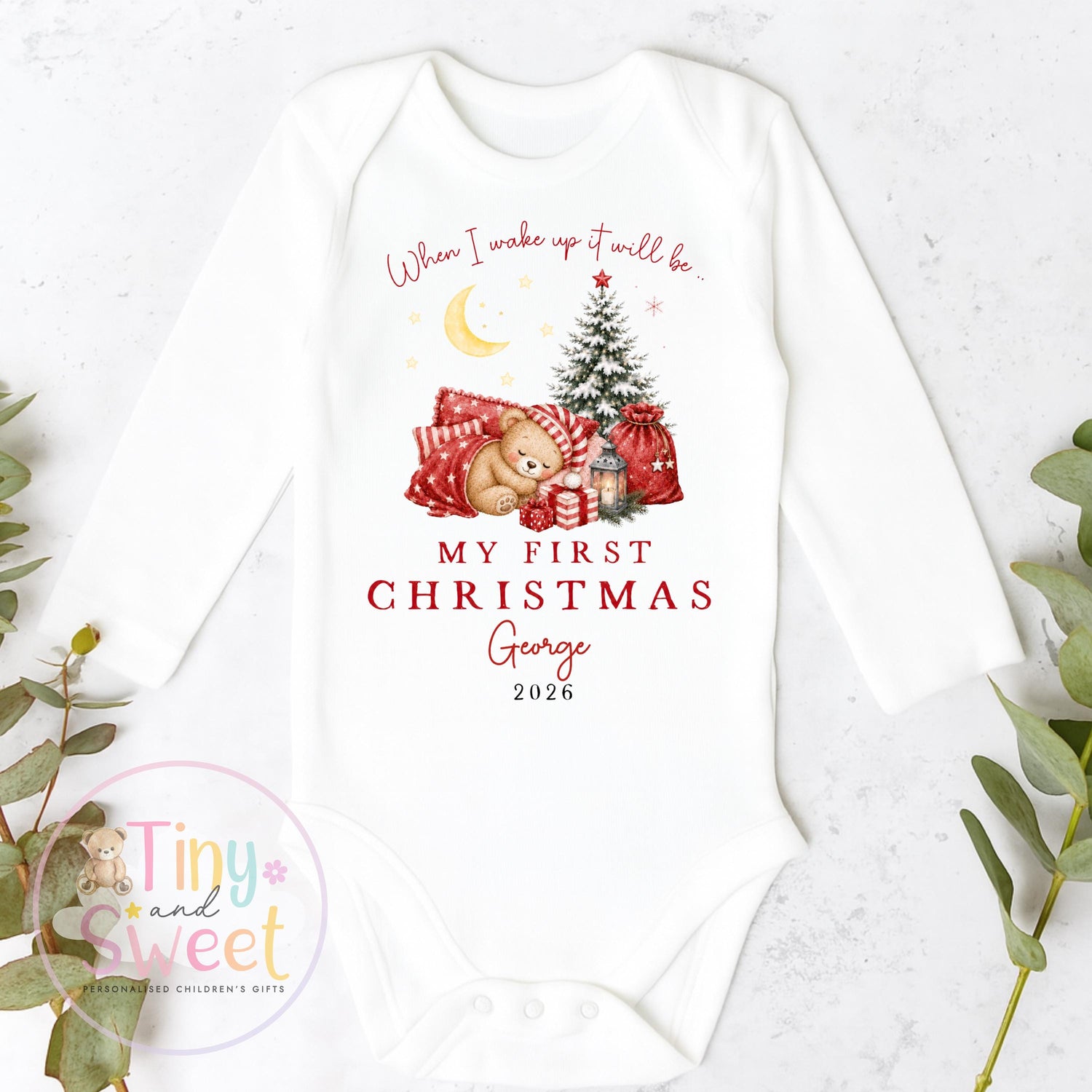 Personalised First Christmas Baby Grow , My First Christmas, Custom Name Sleepsuit, Baby’s First Christmas, Xmas Baby Outfit