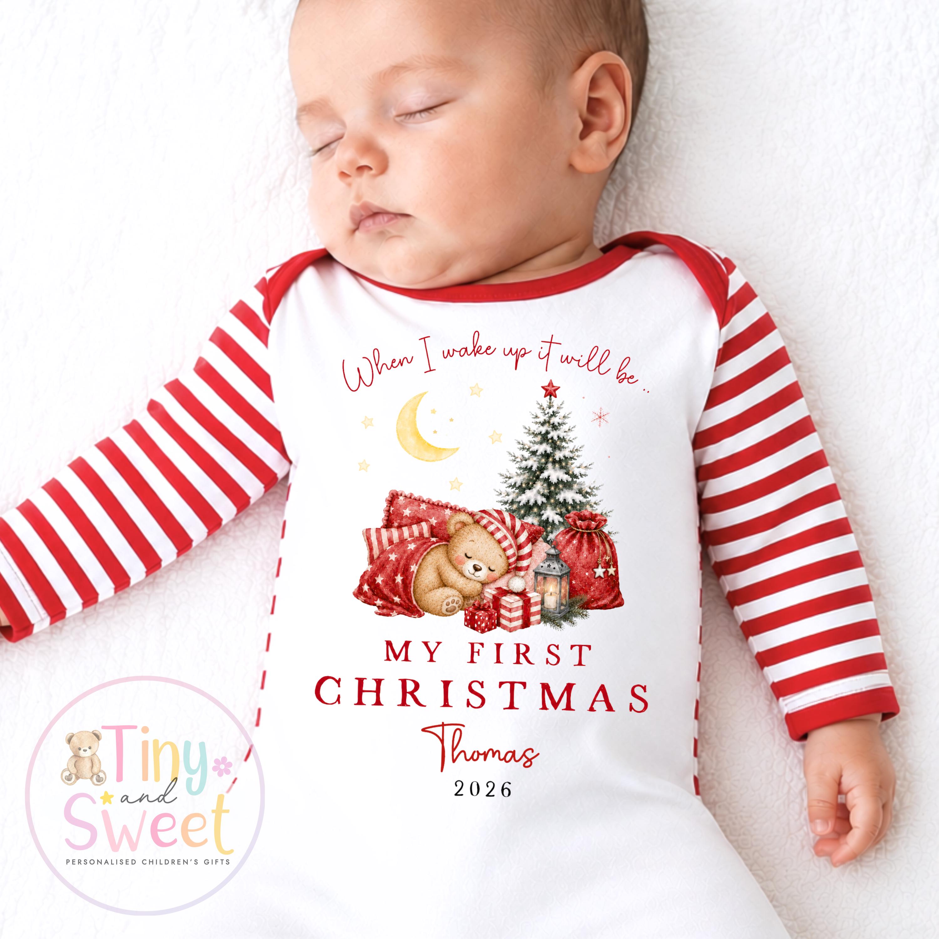 Personalised First Christmas Baby Grow , My First Christmas, Custom Name Sleepsuit, Baby’s First Christmas, Xmas Baby Outfit