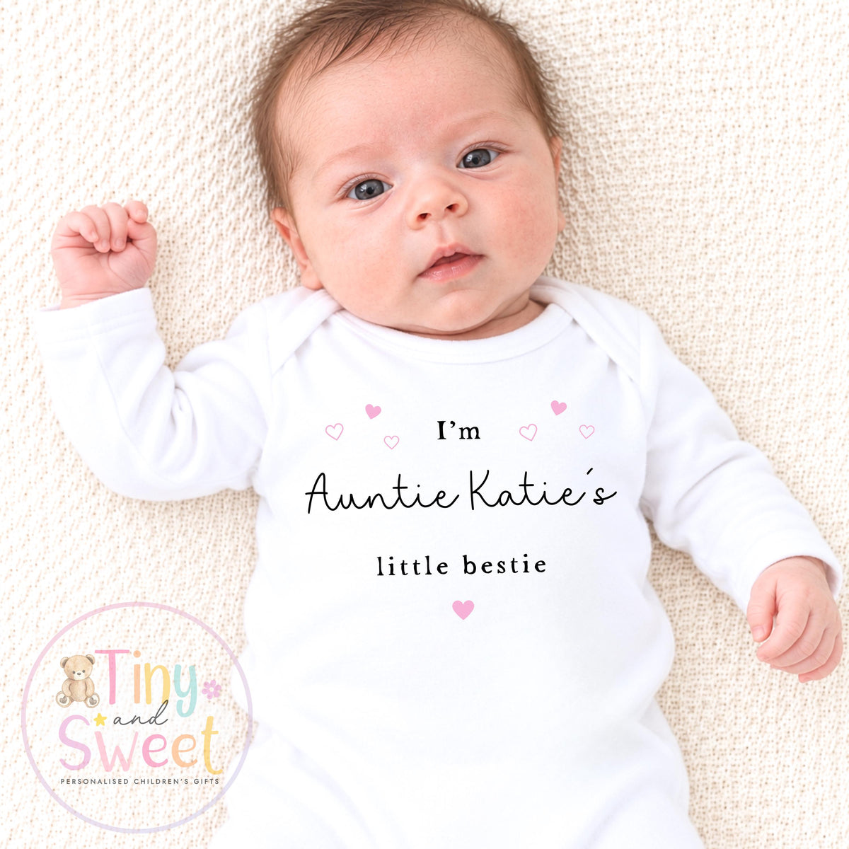 Personalised Auntie is my Bestie, Khala Bestie, Baby Sleepsuit, Custom Auntie Gift, Nanny Gift, Loved One Gift, New Baby Gift