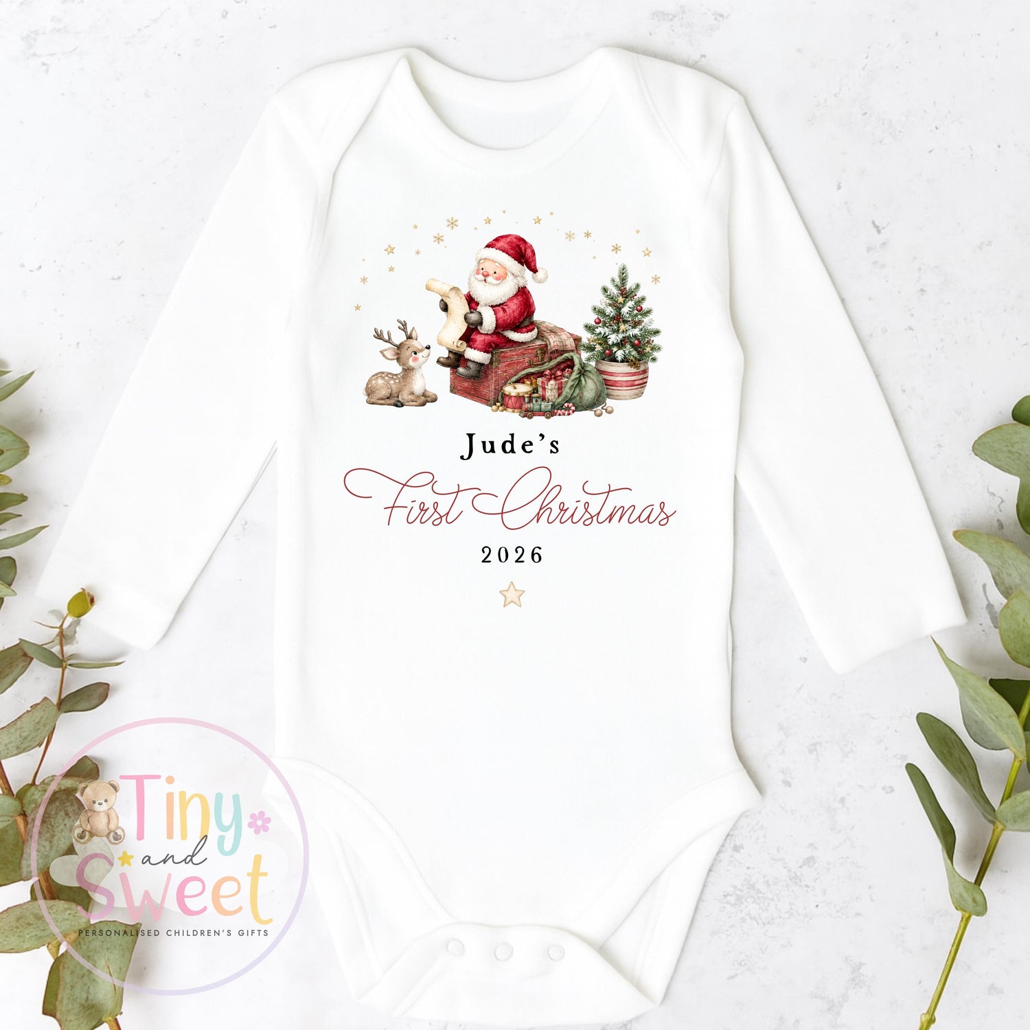 My First Christmas Sleepsuit, Personalised My First Christmas Babygrow, Baby’s 1st Christmas Outfit, Newborn Christmas Outfit, First Xmas