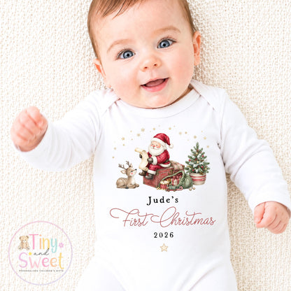 My First Christmas Sleepsuit, Personalised My First Christmas Babygrow, Baby’s 1st Christmas Outfit, Newborn Christmas Outfit, First Xmas