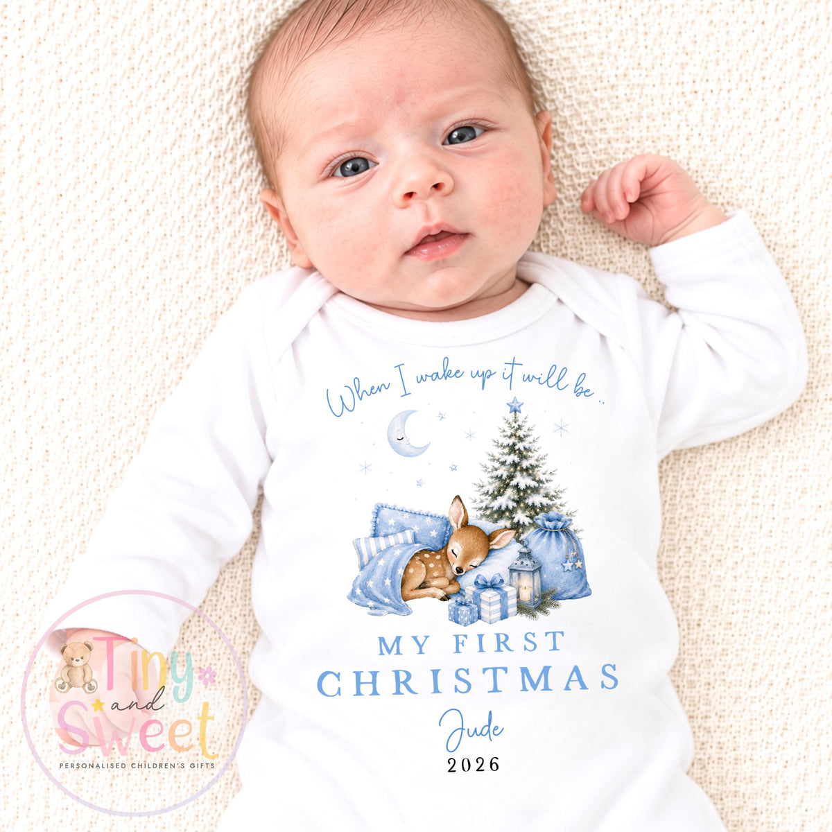 Personalised Babies First Christmas Sleepsuit, Babies 1st Xmas Gift Idea, Pyjamas, 1st Xmas Babygrow, Christmas Outfit for baby, Teddy