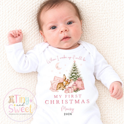 Personalised Babies First Christmas Sleepsuit, Babies 1st Xmas Gift Idea, Pyjamas, 1st Xmas Babygrow, Christmas Outfit for baby, Teddy