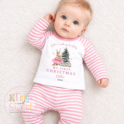 Personalised Teddy In Stocking Christmas Red Pyjamas