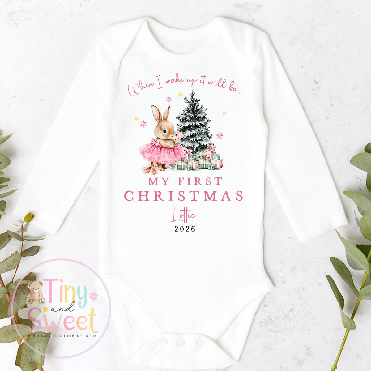 Personalised Teddy In Stocking Christmas Red Pyjamas