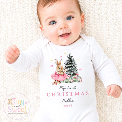 Personalised Babies First Christmas Sleepsuit, Babies 1st Xmas Gift Idea, Pyjamas, 1st Xmas Babygrow, Christmas Outfit for baby, Teddy