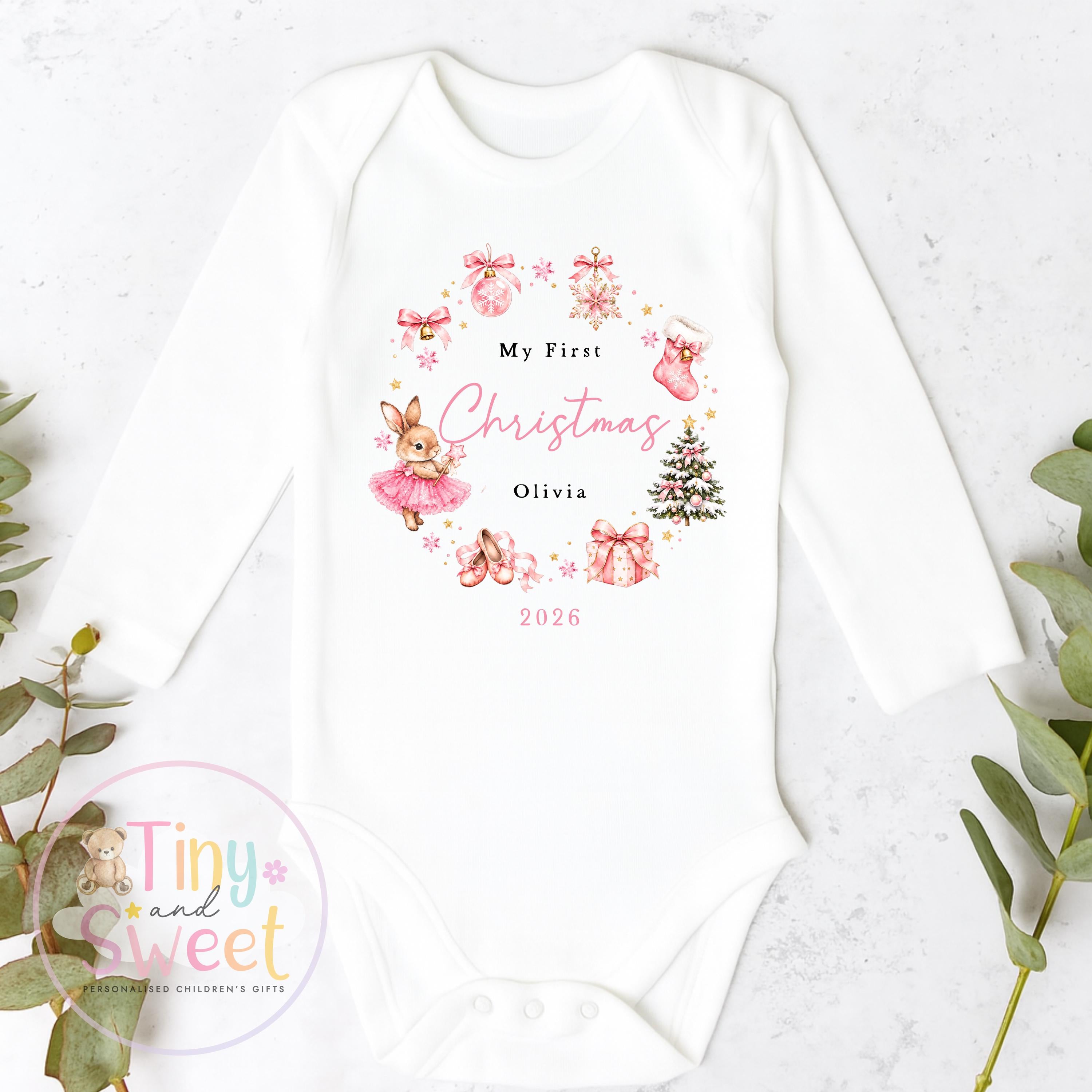 Personalised Babies First Christmas Sleepsuit, Babies 1st Xmas Gift Idea, Pyjamas, 1st Xmas Babygrow, Christmas Outfit for baby, Teddy