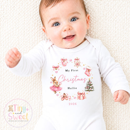 Personalised Babies First Christmas Sleepsuit, Babies 1st Xmas Gift Idea, Pyjamas, 1st Xmas Babygrow, Christmas Outfit for baby, Teddy