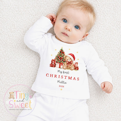 Personalised First Christmas Baby Grow , My First Christmas, Custom Name Sleepsuit, Baby’s First Christmas, Xmas Baby Outfit