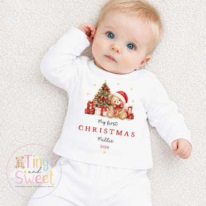 Personalised First Christmas Baby Grow , My First Christmas, Custom Name Sleepsuit, Baby’s First Christmas, Xmas Baby Outfit