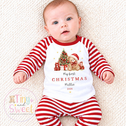 Personalised First Christmas Baby Grow , My First Christmas, Custom Name Sleepsuit, Baby’s First Christmas, Xmas Baby Outfit