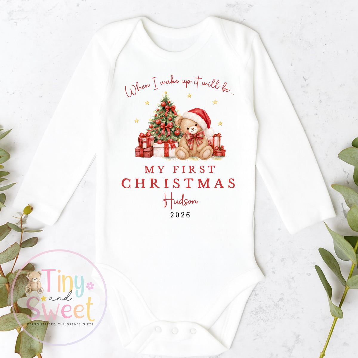 Personalised First Christmas Baby Grow , My First Christmas, Custom Name Sleepsuit, Baby’s First Christmas, Xmas Baby Outfit