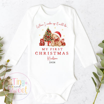Personalised First Christmas Baby Grow , My First Christmas, Custom Name Sleepsuit, Baby’s First Christmas, Xmas Baby Outfit