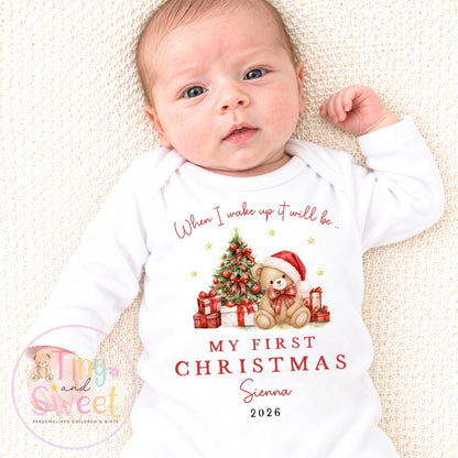 Personalised First Christmas Baby Grow , My First Christmas, Custom Name Sleepsuit, Baby’s First Christmas, Xmas Baby Outfit