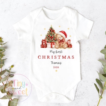Personalised First Christmas Baby Grow , My First Christmas, Custom Name Sleepsuit, Baby’s First Christmas, Xmas Baby Outfit