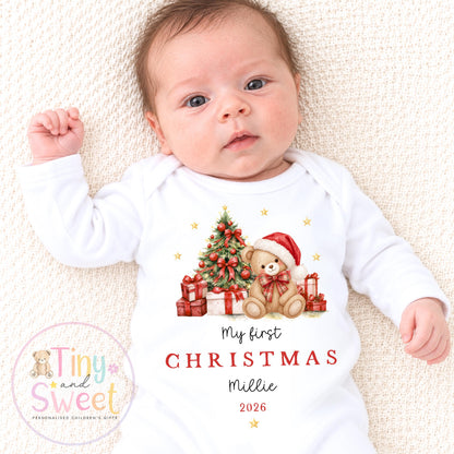 Personalised First Christmas Baby Grow , My First Christmas, Custom Name Sleepsuit, Baby’s First Christmas, Xmas Baby Outfit