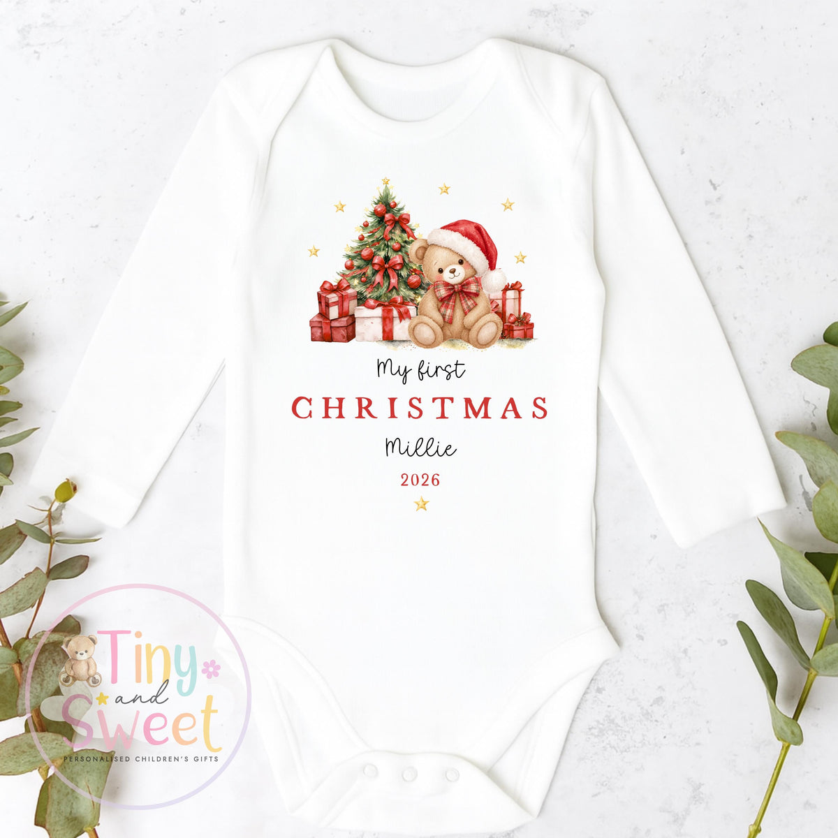Personalised First Christmas Baby Grow , My First Christmas, Custom Name Sleepsuit, Baby’s First Christmas, Xmas Baby Outfit