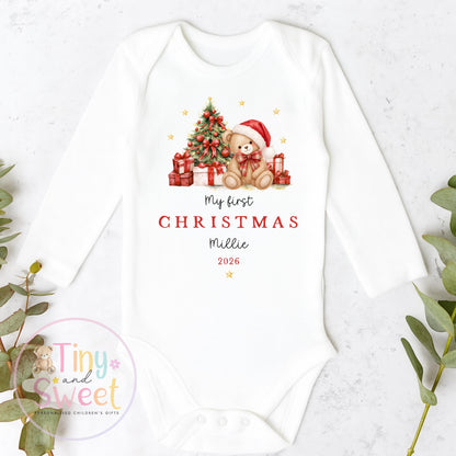 Personalised First Christmas Baby Grow , My First Christmas, Custom Name Sleepsuit, Baby’s First Christmas, Xmas Baby Outfit