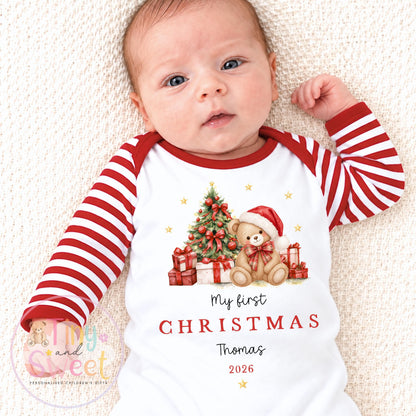 Personalised First Christmas Baby Grow , My First Christmas, Custom Name Sleepsuit, Baby’s First Christmas, Xmas Baby Outfit