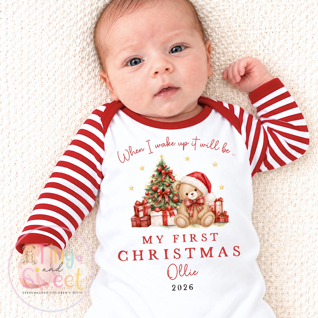 Personalised First Christmas Baby Grow , My First Christmas, Custom Name Sleepsuit, Baby’s First Christmas, Xmas Baby Outfit