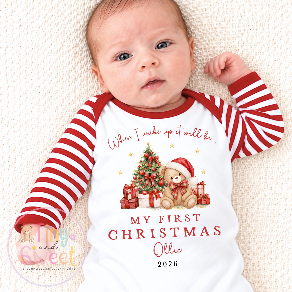 Personalised First Christmas Baby Grow , My First Christmas, Custom Name Sleepsuit, Baby’s First Christmas, Xmas Baby Outfit
