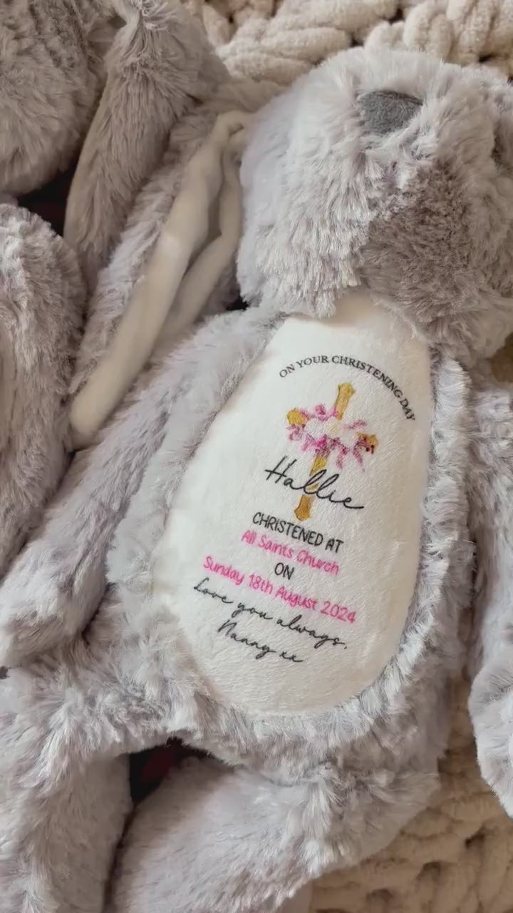 Personalised Christening Bunny Gift, Baptism, Dedication or Holy Communion Gift, Personalised Bunny for Baby’s Special Day