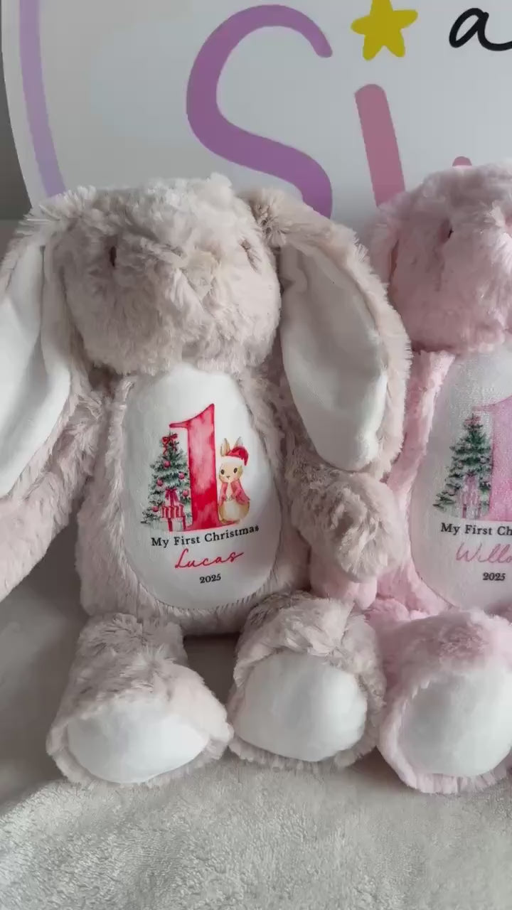 My First Christmas Bunny, Personalised Christmas Soft Toy, Baby’s First Christmas Soft Toy Gift, My First Christmas Keepsake Gift