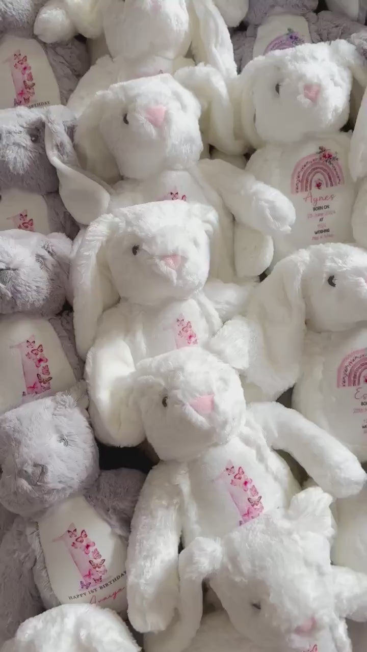 Personalised New Baby soft Toy, New Birth Gift, New baby gift, Newborn Gift, Baby Keepsake, Baby shower gift, Birth stats, Teddy, Bunny