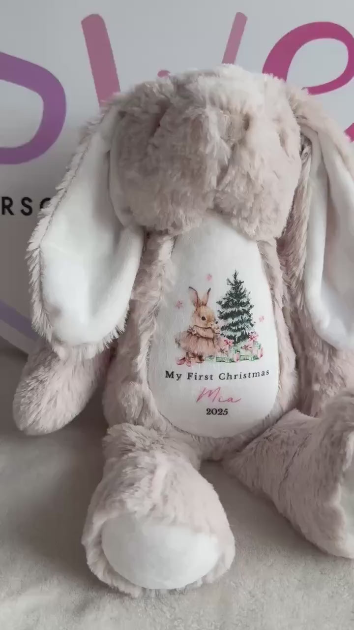 Personalised First Christmas Bunny Teddy Bear: Plush Christmas Keepsake