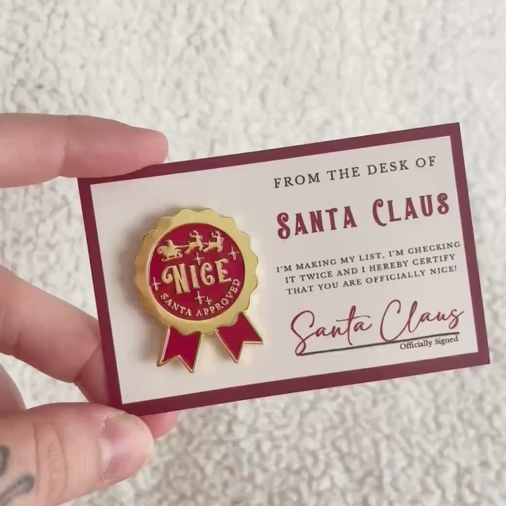 Santa Nice Pin Badge, Nice Badge, Stocking Filler, Letter to Santa, Santa letter, Santas List, Santa Approved, Christmas Eve Box
