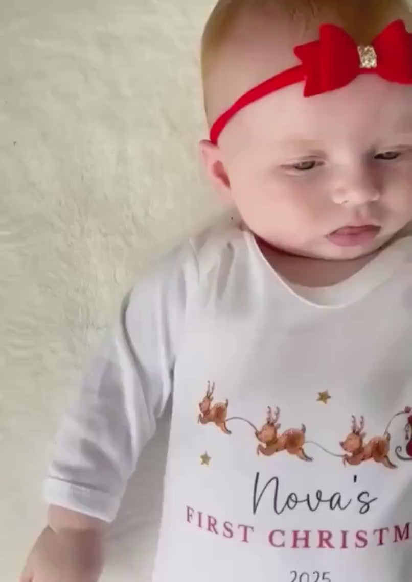 My First Christmas Sleepsuit, Personalised My First Christmas Babygrow, Baby’s 1st Christmas Outfit, Newborn Christmas Outfit, First Xmas