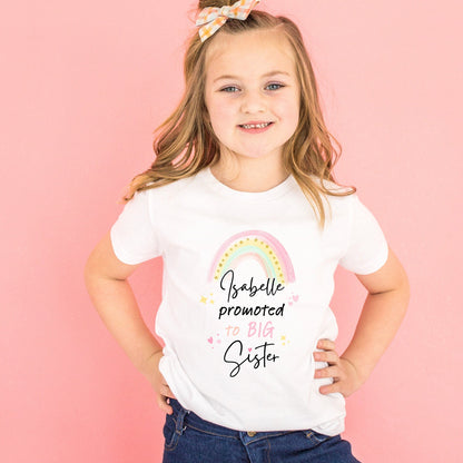 Pastel Rainbow Promoted To Big Sister Personalised T Shirt