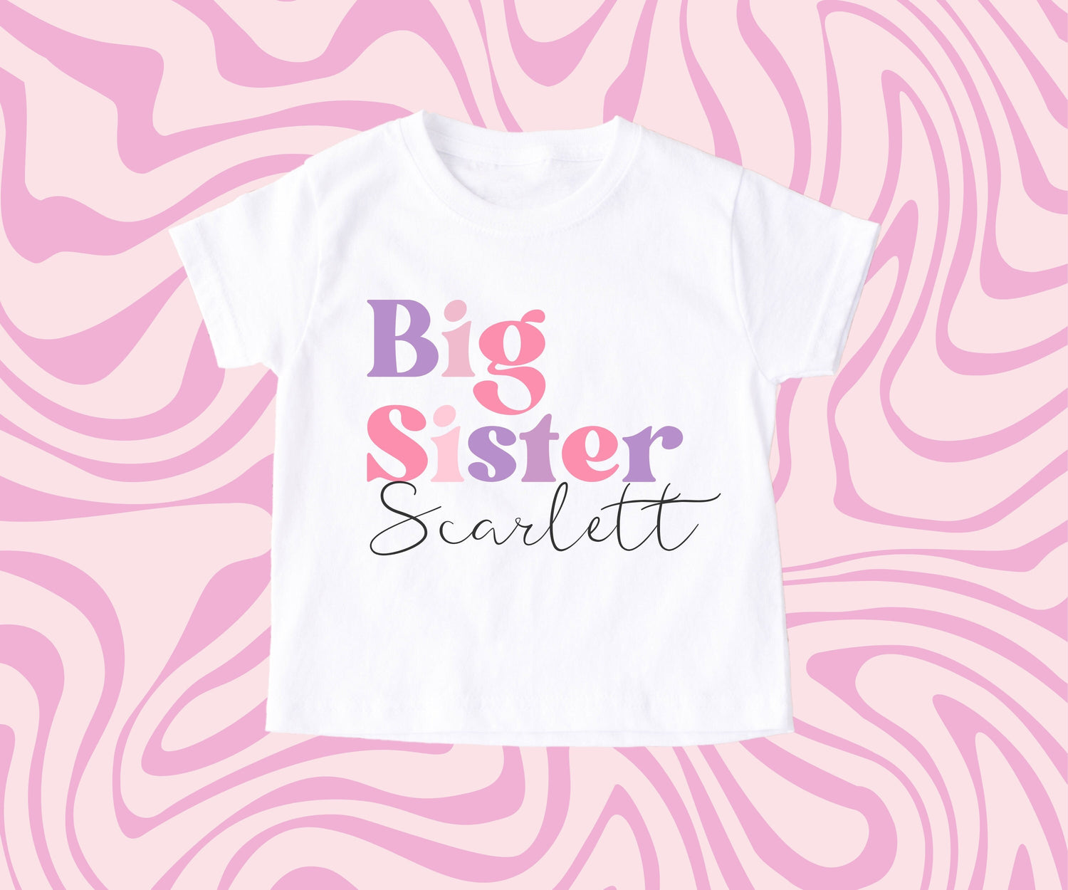 Big Sister Pinks/Purples Personalised T Shirt
