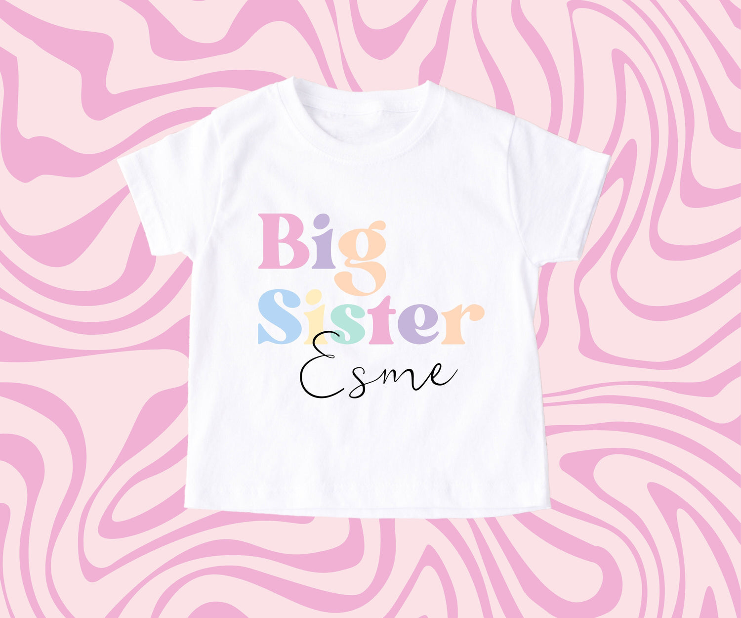 Retro Pastel Big Sister Personalised T Shirt
