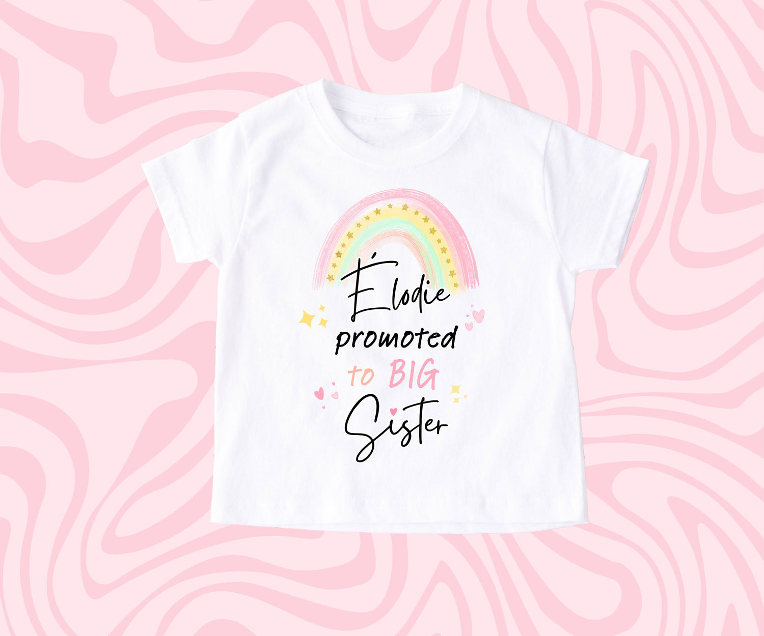 Pastel Rainbow Promoted To Big Sister Personalised T Shirt