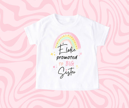 Pastel Rainbow Promoted To Big Sister Personalised T Shirt
