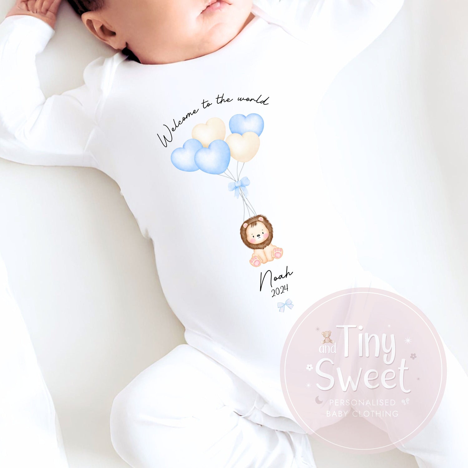 Welcome To The World Lion Personalised Sleepsuit/Babygrow