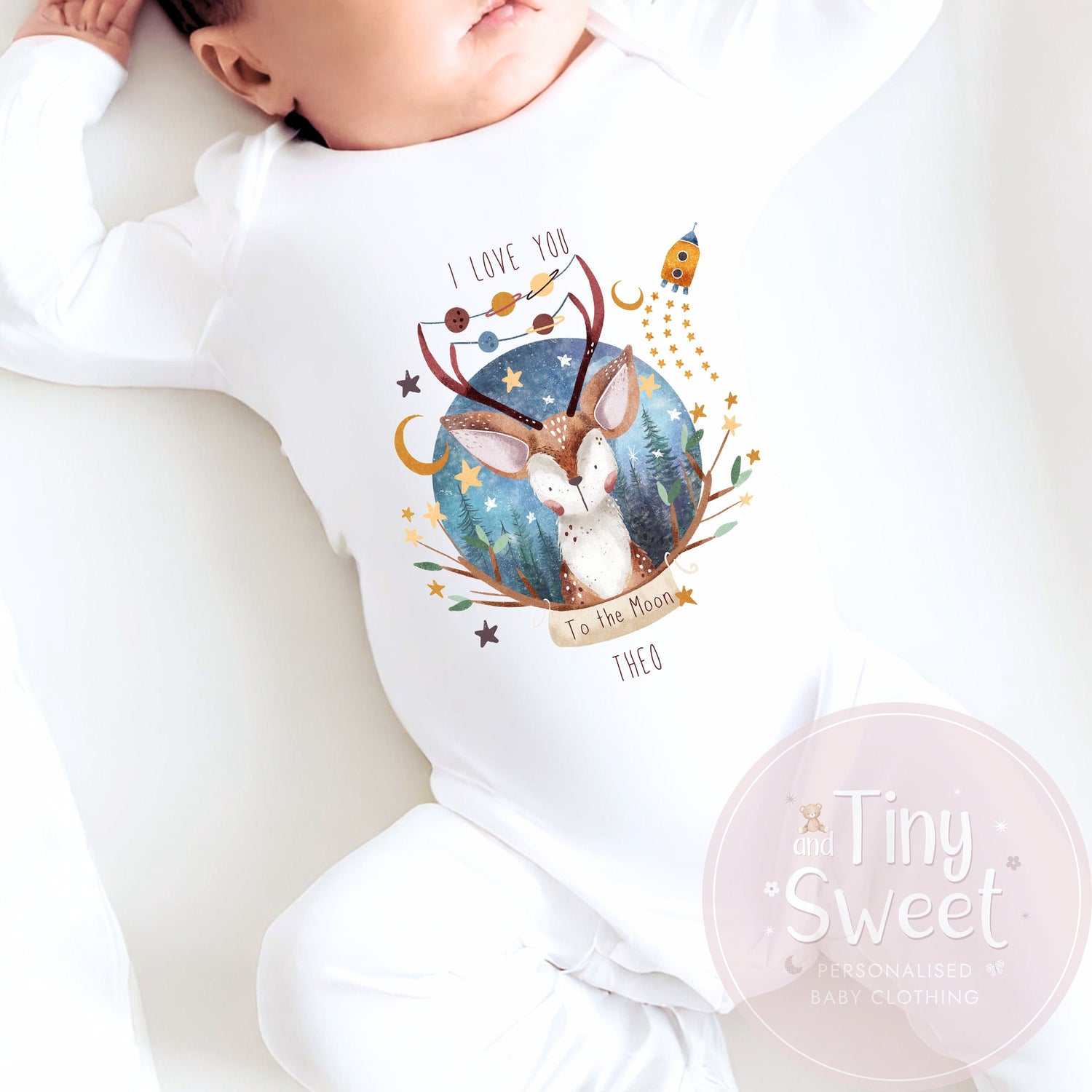 I Love You To The Moon Personalised Sleepsuit/Babygrow