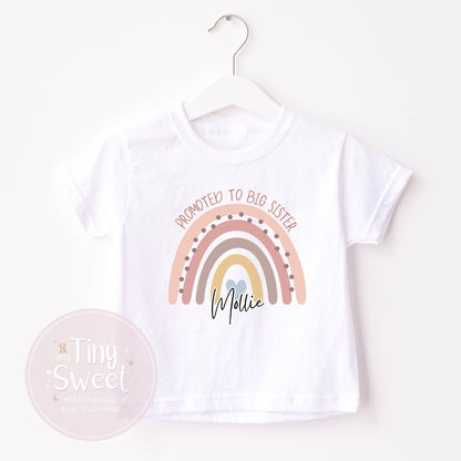 Boho Rainbow Promoted To Big Sister Personalised T Shirt