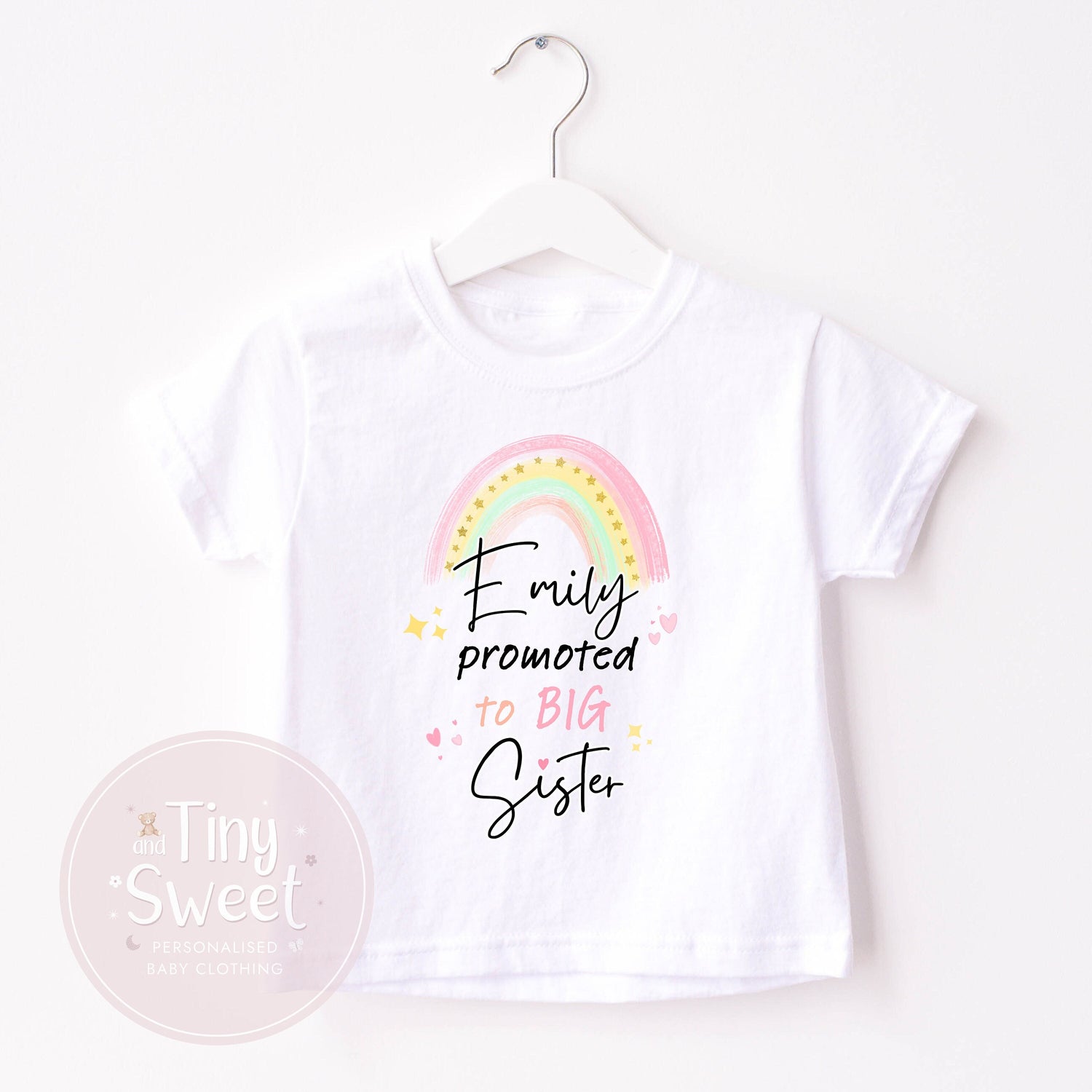 Pastel Rainbow Promoted To Big Sister Personalised T Shirt