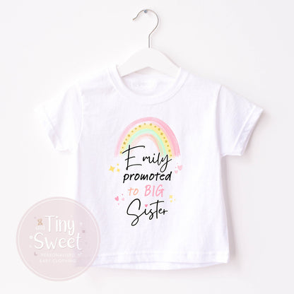 Pastel Rainbow Promoted To Big Sister Personalised T Shirt