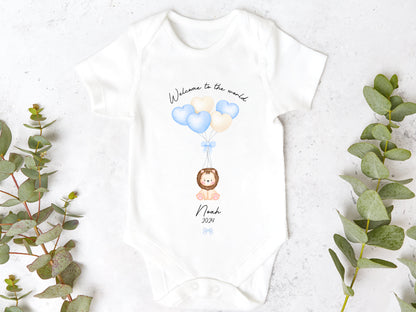 Welcome To The World Lion Personalised Sleepsuit/Babygrow