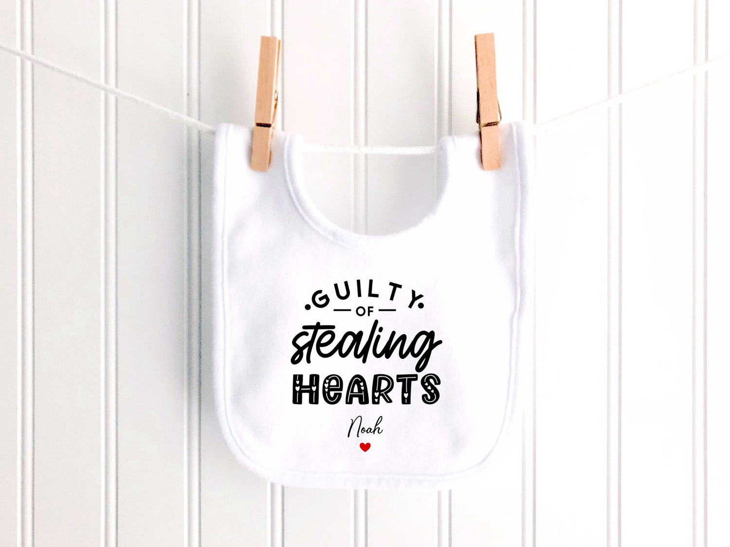 Guilty Of Stealing Hearts Personalised Sleepsuit/Babygrow